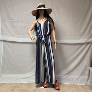 Monteau Stripped Jumpsuit Sz Large